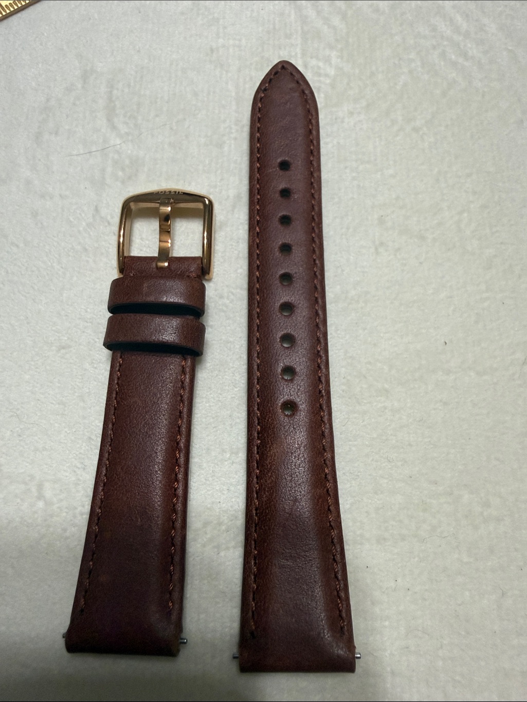 Fossil Brown Leather Watch Strap With Gold Buckle